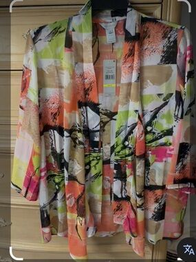 Colorful Abstract Open-Front Cardigan Jacket